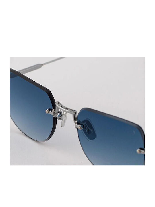Eyepetizer Unisex Γυαλιά Ηλίου με Ασημί Μεταλλικό Σκελετό και Μπλε Ντεγκραντέ Καθρέφτη Φακό DRIVE-C.1-26-50