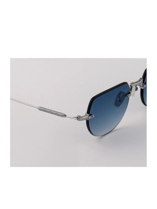 Eyepetizer Unisex Γυαλιά Ηλίου με Ασημί Μεταλλικό Σκελετό και Μπλε Ντεγκραντέ Καθρέφτη Φακό DRIVE-C.1-26-50