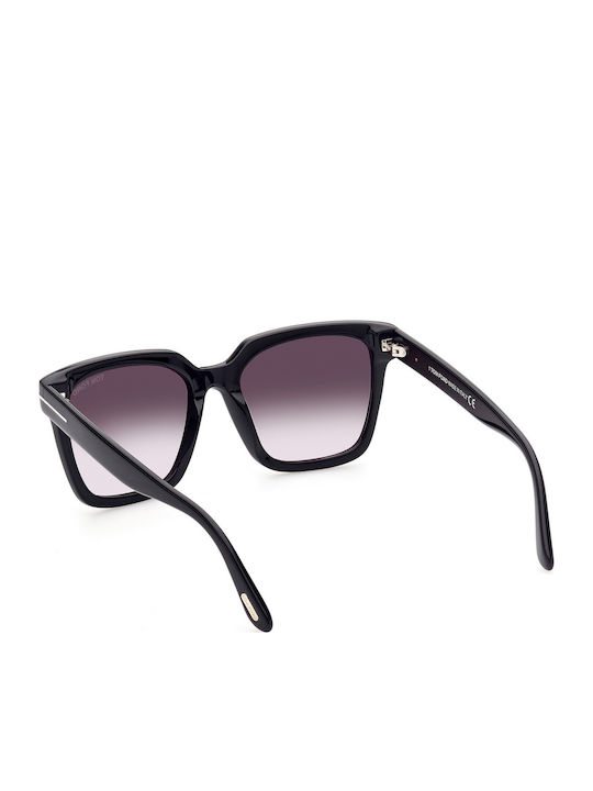 Tom Ford Selby Ochelari De Soare Pentru Femei Cu Ramă Plastic / Acetat Neagră Tartarugă Și Lentile Gri Degrade FT0952 01B