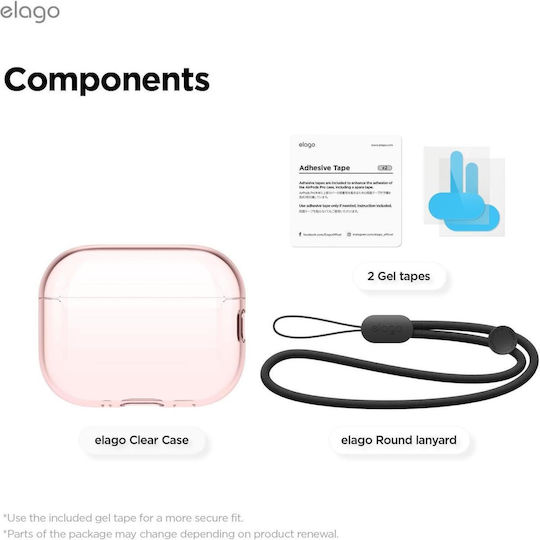 Elago Strap Case Case Silicone in Pink color for Apple AirPods Pro 3