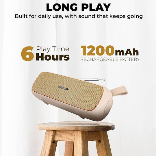 Sonic Gear Super Bass Bluetooth Speaker 20W with Radio and Battery Life up to 6 hours Champagne
