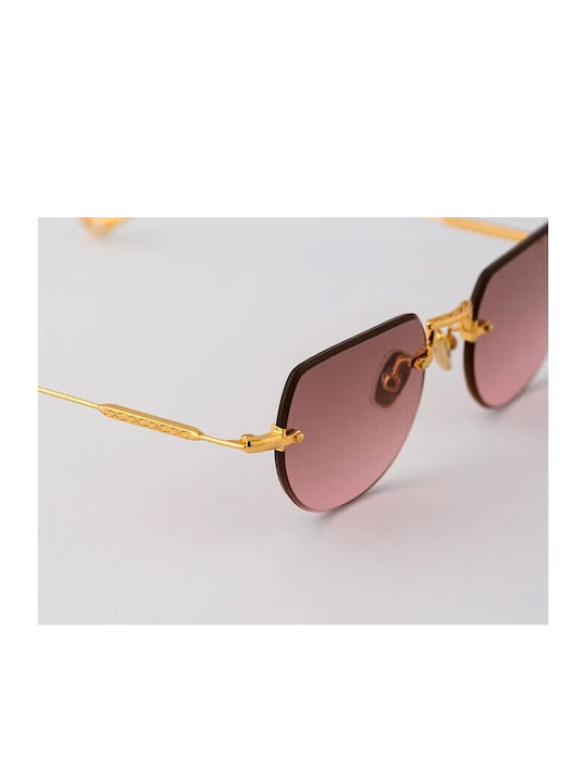 Eyepetizer Women's Sunglasses with Gold Metal Frame and Pink Gradient Lens DRIVE-C.4-44