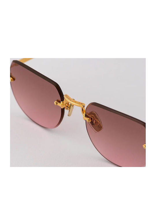 Eyepetizer Women's Sunglasses with Gold Metal Frame and Pink Gradient Lens DRIVE-C.4-44