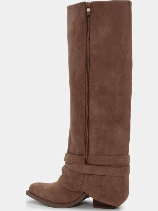 Leder Damenstiefel Cowboy Braun