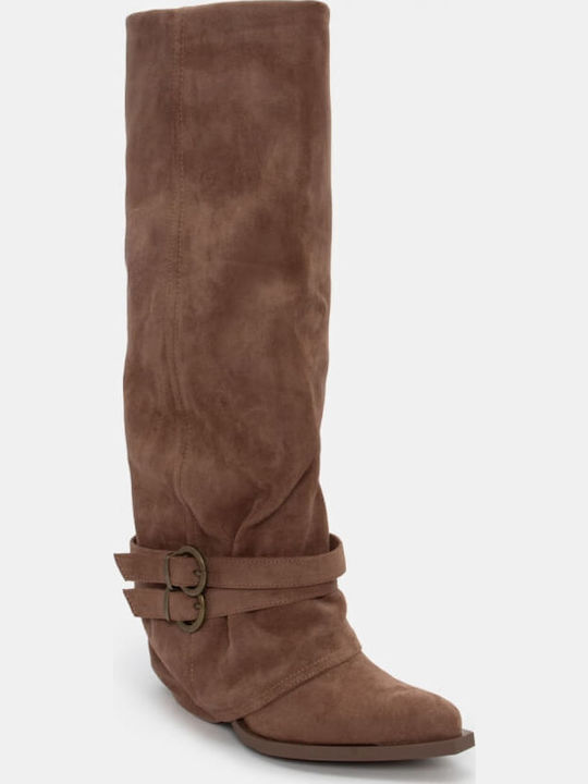 Leder Damenstiefel Cowboy Braun