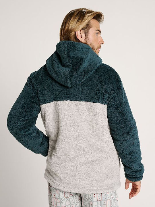 Muydemi Winter Herren-Robe Grey/Petrol
