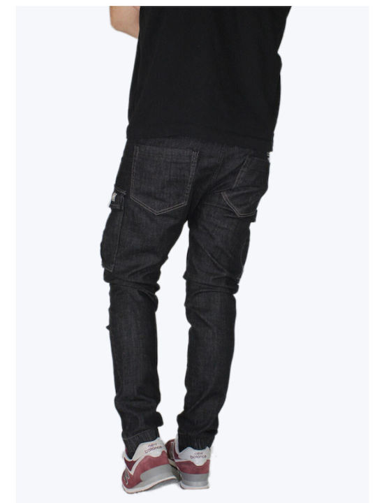 Men's Cargo Jeans Pants With Slim Fit Black
