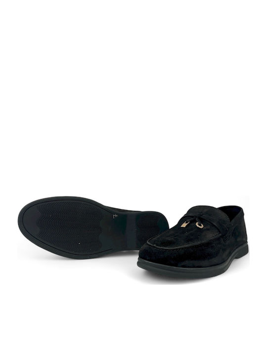 Leather Women's Moccasins in Black Color