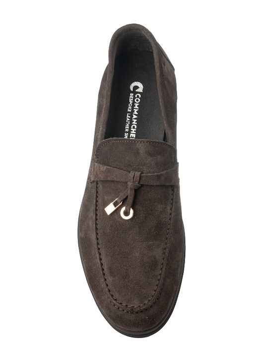 Leather Women's Loafers in Brown Color