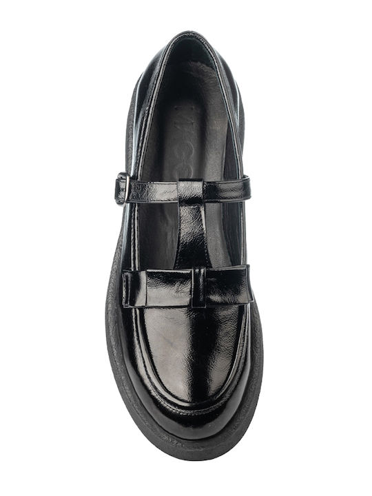 Δερμάτινα Γυναικεία Loafers σε Μαύρο Χρώμα