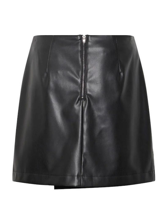Leather Midi Skirt Envelope Black
