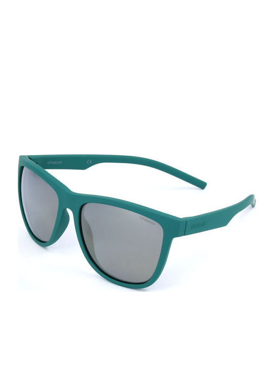 Polaroid Men's Sunglasses with Green Plastic Frame and Green Polarized Mirror Lens