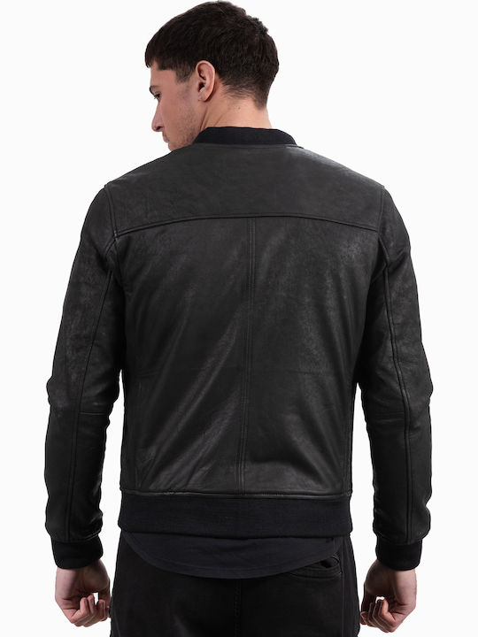 Sugar Vintage Sheep Leather Jacket Biker Black