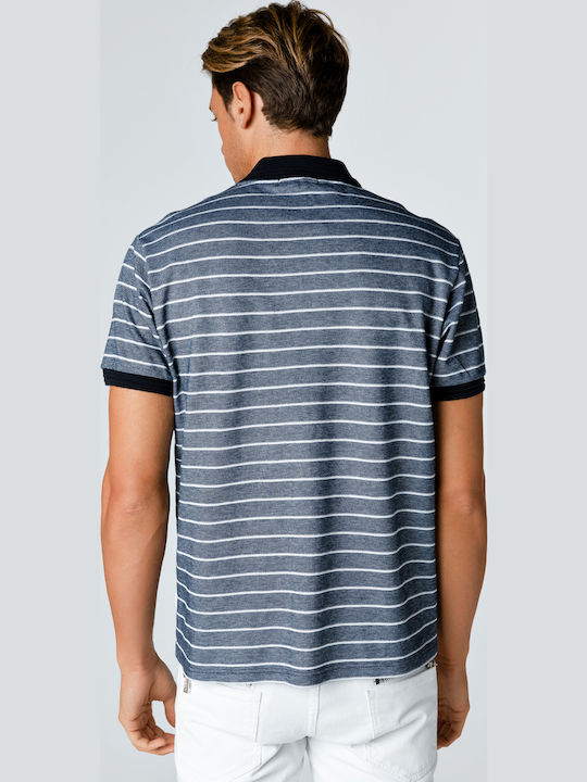 Snta Polo Piqué Striped Short Sleeve & Contrast Details Striped Blue