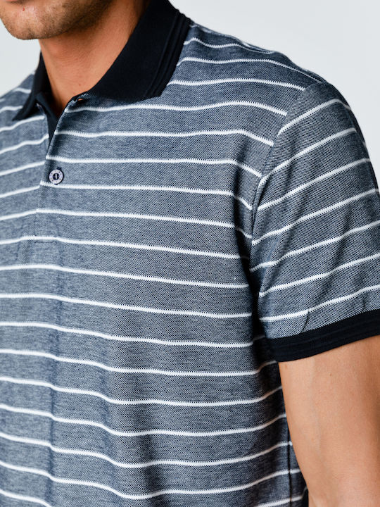 Snta Polo Piqué Striped Short Sleeve & Contrast Details Striped Blue
