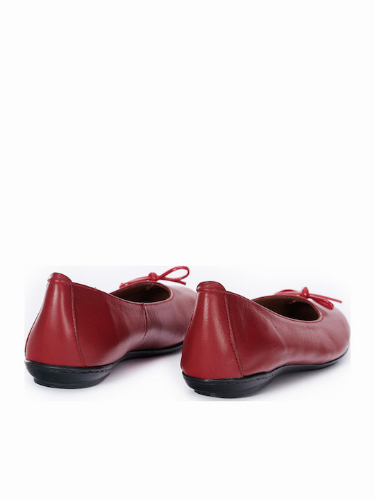 Rote Leder Damen Ballerinas