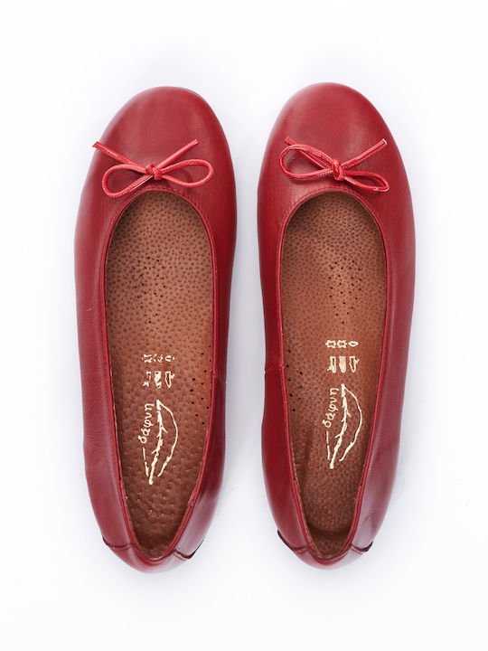 Rote Leder Damen Ballerinas