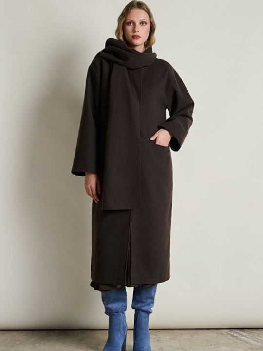 Дамско Brown Палто Oversized с копчета