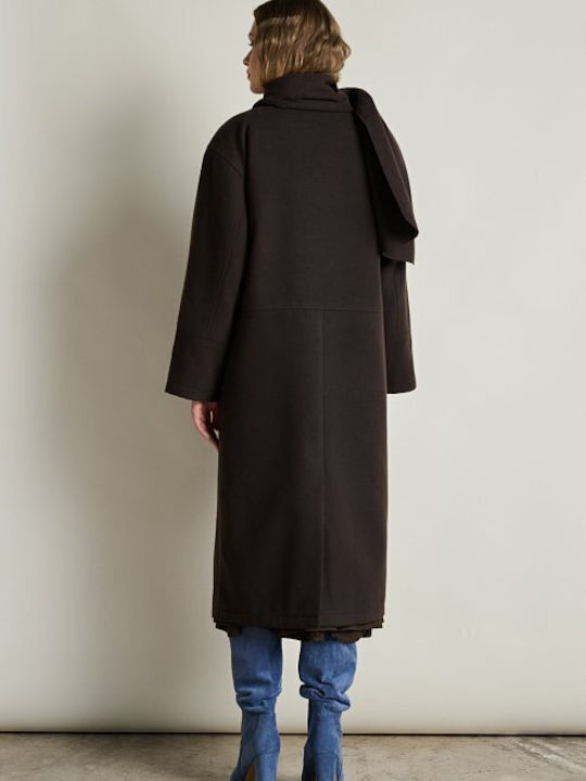 Дамско Brown Палто Oversized с копчета