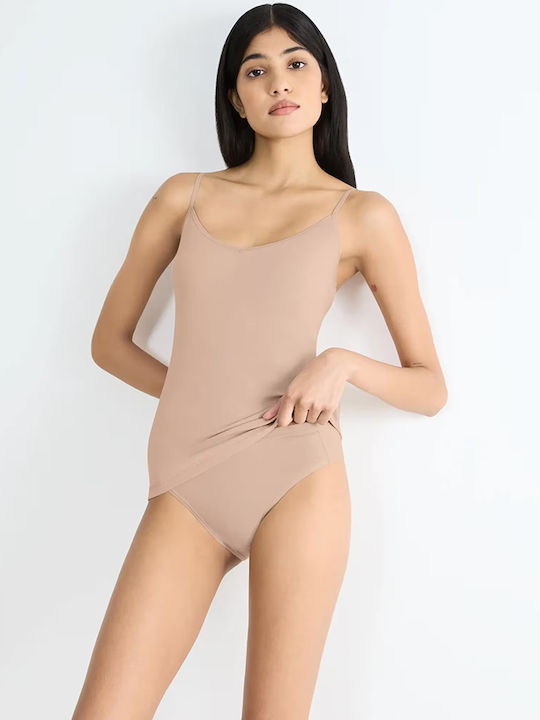 Women's T-Shirt with Spaghetti Strap Beige