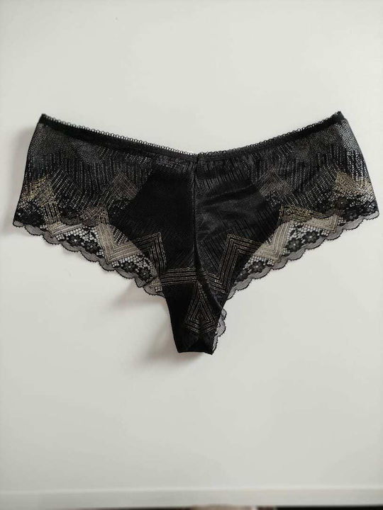 Women's Brazil Seamless with Lace Black/Gold
