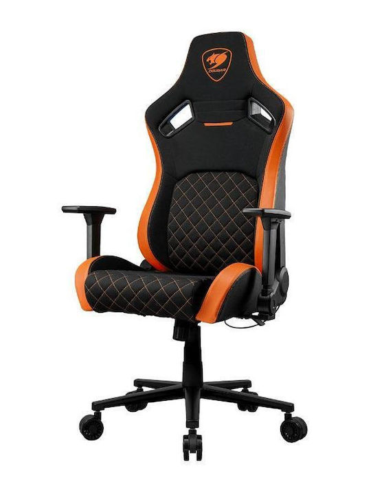 Cougar Defensor F Υφασμάτινη Καρέκλα Gaming με Ρυθμιζόμενα Μπράτσα Black/Orange