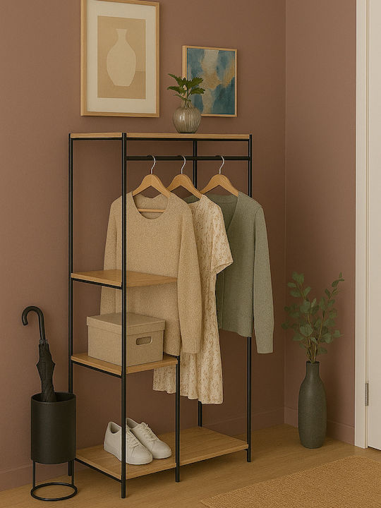 Floor Garment Rack made of Metal Black 42x15x92cm