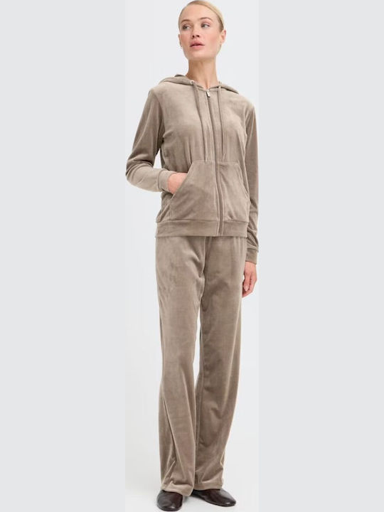 Sweatpants Set Velvet Beige/brown