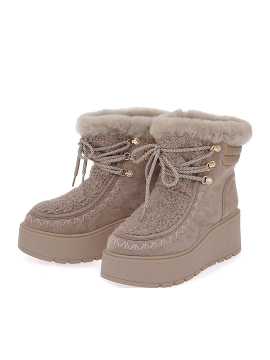 Wildleder Stiefeletten Damen Beige