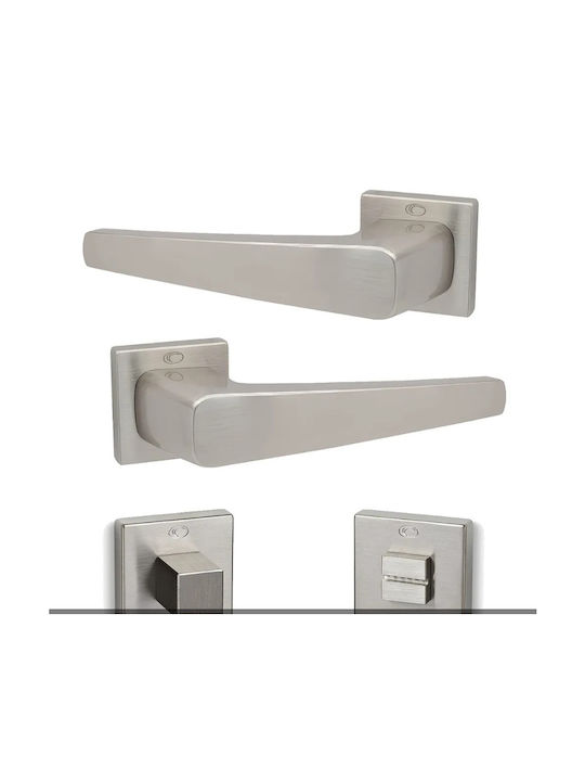 Door Lever Convex Rosette 2045 Matte Nickel Pair Middle Door