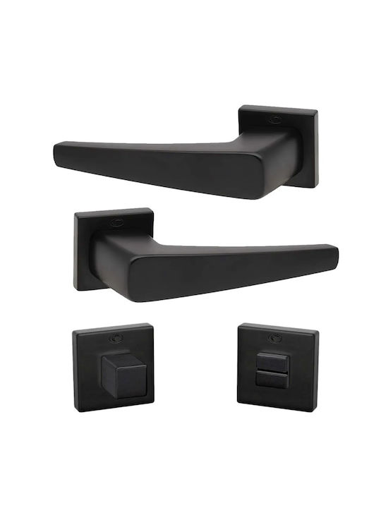 Door Lever Convex Rosette 2045 Matte Black Pair Middle Door