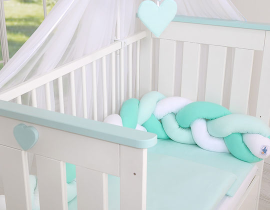 My Sweet Baby Crib Bumpers Braided Inside White And Mint