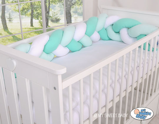 My Sweet Baby Crib Bumpers Braided Inside White And Mint