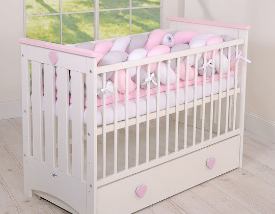 My Sweet Baby Crib Bumpers Braided Inside White, Gray, Pink