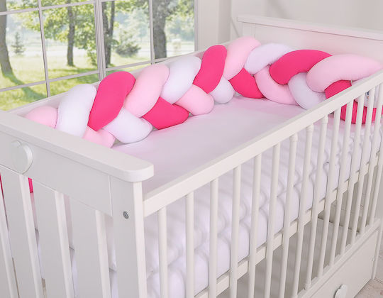 My Sweet Baby Crib Bumpers Braided Inside White, Pink, Dark Pink