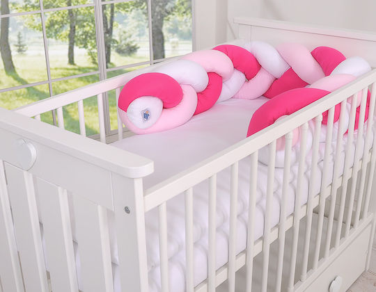 My Sweet Baby Crib Bumpers Braided Inside White, Pink, Dark Pink