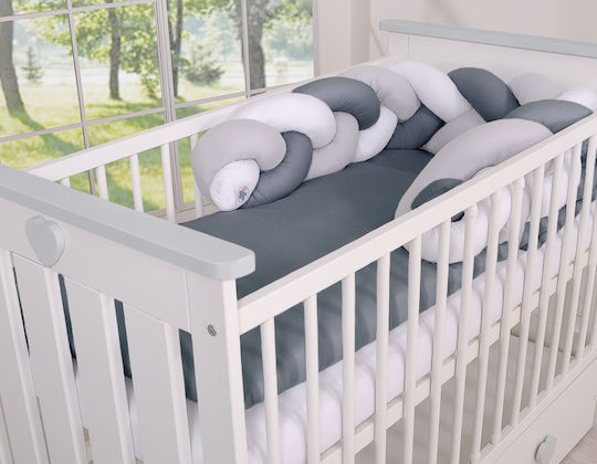 My Sweet Baby Crib Bumpers Braided Inside White, Gray, Anthracite