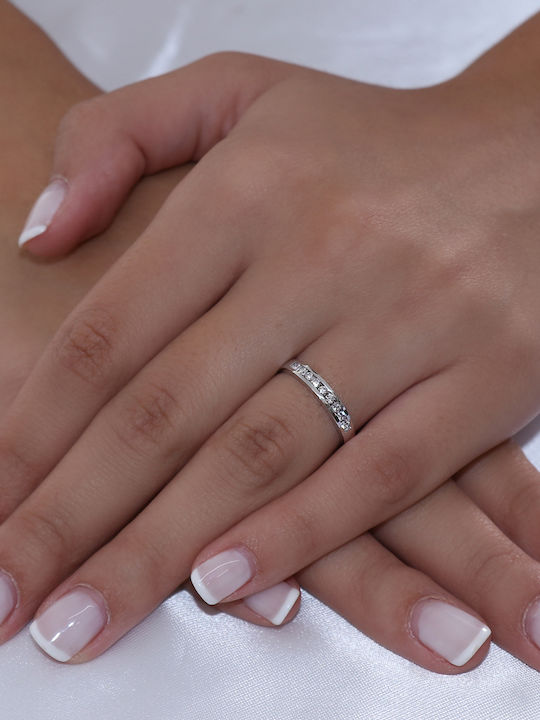 Damen Ring Halbring mit Diamant aus Weißgold 18K
