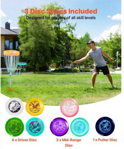 Σετ Disc Golf Vevor Σετ Εκκίνησης Disc Golf 8 Τεμαχίων Ιπτάμενοι Δίσκοι Αρχάριους Προπόνηση Δύναμης Ολόκληρου Σώματος Putter Mid-range Driver Εγκεκριμένο Pdga Εξωτερικούς Χώρους Αυλή Γκαζόν Παραλία Πάρκο