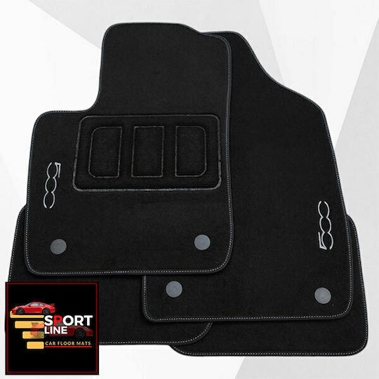 Set of Front and Rear Mats 4pcs for Fiat 500 Black