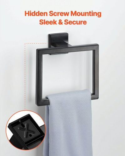 Vevor Matte Black Bathroom Accessories Set 10 Pieces 2 Towel Bars Stainless Steel 24-in 60.96 cm 2 Towel Racks 4 Towel Robe Hooks 2 Toilet Paper Holders Bathroom Wall-Mounted