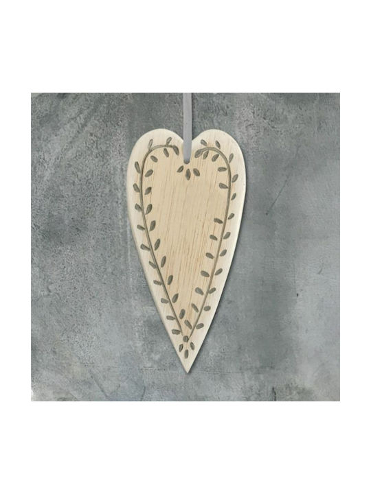 Wooden Heart Christmas Tree Ornament Beige