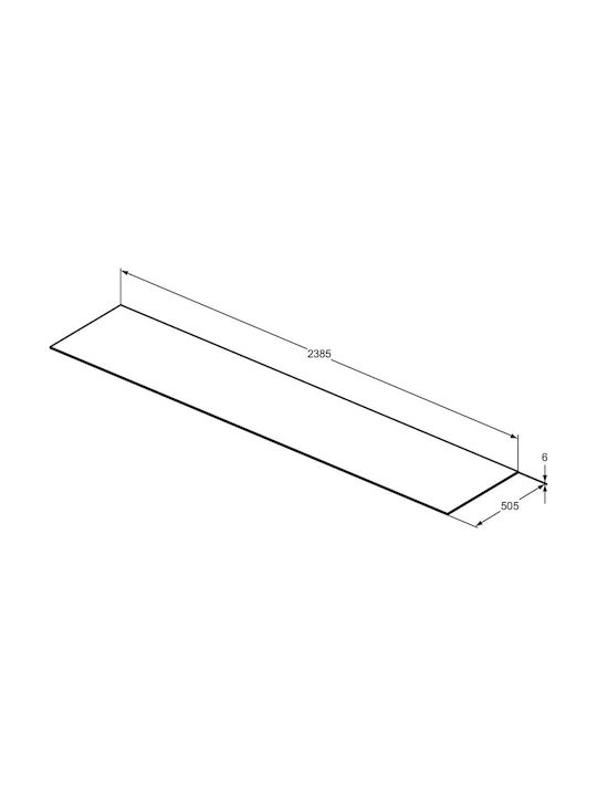 Ideal Standard Dreptunghiular Unitate de baie Vanity din Marmură Black Glossy 238.5x50.5x0.6cm T4343DG 1buc