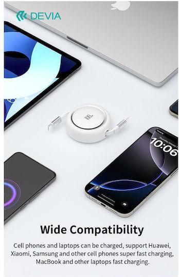 Devia USB 2.0 Cable USB-C male - USB-C 100W PD Λευκό 1m
