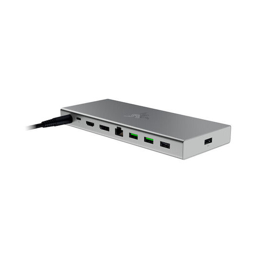 Razer USB 4 Dock - Mercury USB-C Docking Station με HDMI/DisplayPort 4K PD Ethernet και σύνδεση 2 Οθονών Ασημί