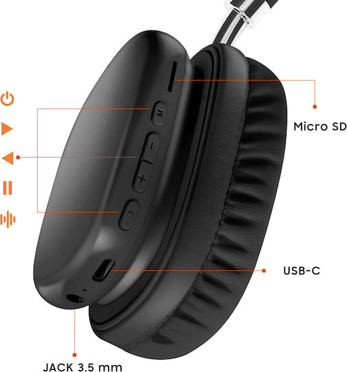 Hoco W52 Plus Wireless Wired Over Ear Headphones with Radio with 46 Hours Playing Time Black