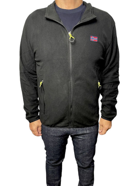 Cardigan Fleece pentru Bărbați BLACK