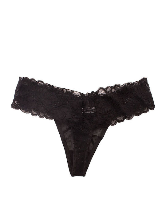 Γυναικεία String MultiPack με Δαντέλα Black