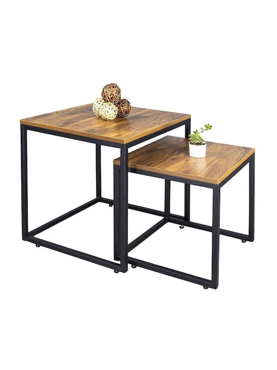 Square Zigon Set Wooden Rustic 2 Pieces M40xW40xH45cm