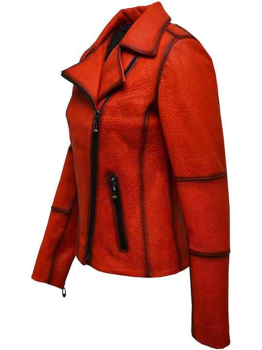 Women's Lifestyle Leather Jacket for Winter Red